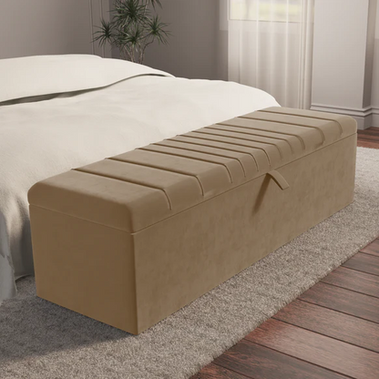 Cambridge Ottoman Storage Box - Mink Plush Velvet