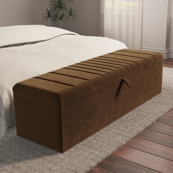 Cambridge Ottoman Storage Box - Mocca Plush Velvet
