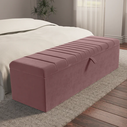 Cambridge Ottoman Storage Box - Pink Plush Velvet