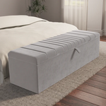 Cambridge Ottoman Storage Box - Silver Plush Velvet