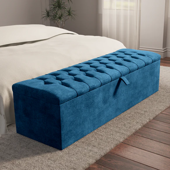 Chesterfield Ottoman Storage Box - Blue Coniston