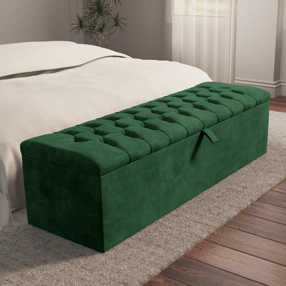 Chesterfield Ottoman Storage Box - Emerald Coniston