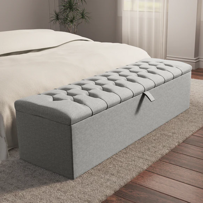 Chesterfield Ottoman Storage Box - Silver Linoso