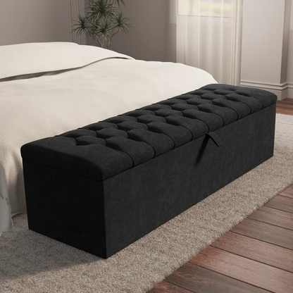 Chesterfield Ottoman Storage Box - Black Naples