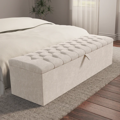 Chesterfield Ottoman Storage Box - Cream Naples