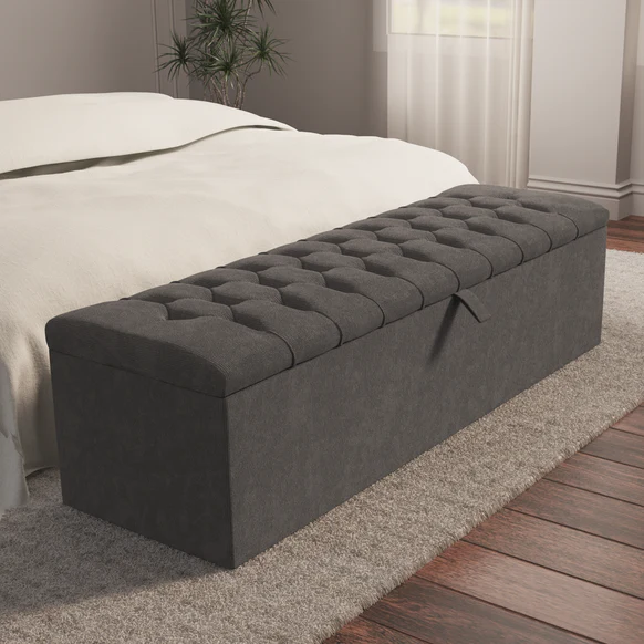 Chesterfield Ottoman Storage Box - Slate Grey Naples