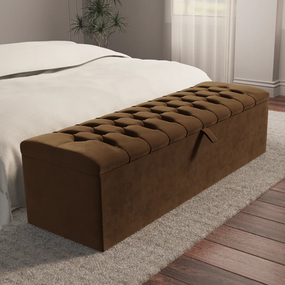 Chesterfield Ottoman Storage Box - Mocca Plush Velvet