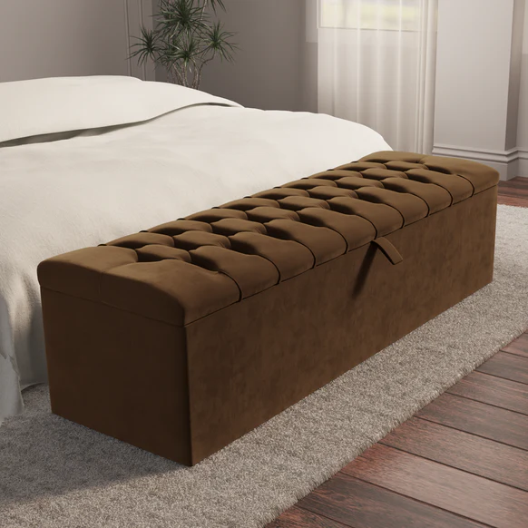 Chesterfield Ottoman Storage Box - Mocca Plush Velvet