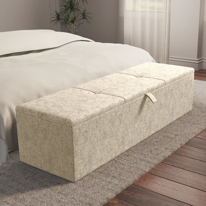Cubed Ottoman Storage Box - Cream Chenille
