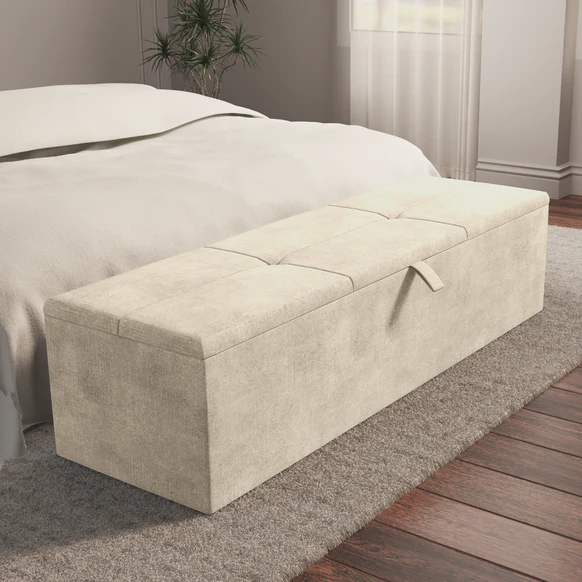 Cubed Ottoman Storage Box - Almond Coniston