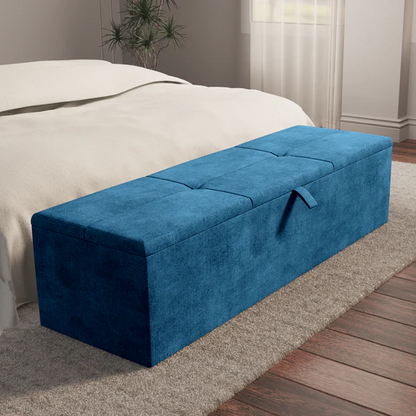Cubed Ottoman Storage Box - Blue Coniston