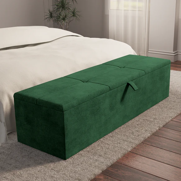 Cubed Ottoman Storage Box - Emerald Coniston