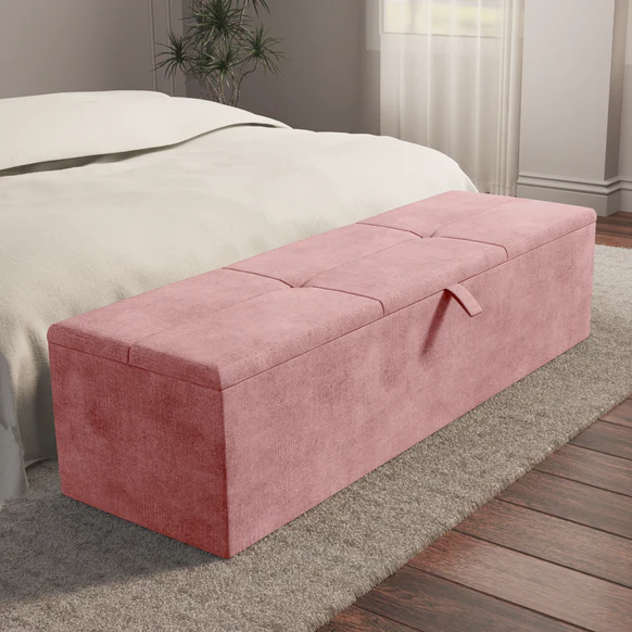 Cubed Ottoman Storage Box - Pink Coniston