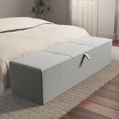 Cubed Ottoman Storage Box - Silver Linoso