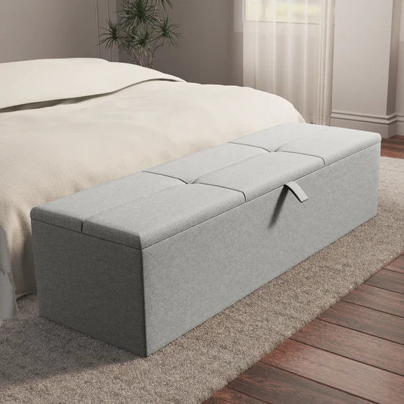 Cubed Ottoman Storage Box - Silver Linoso