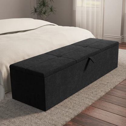 Cubed Ottoman Storage Box - Black Naples