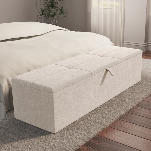 Cubed Ottoman Storage Box - Cream Naples