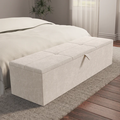 Cubed Ottoman Storage Box - Cream Naples