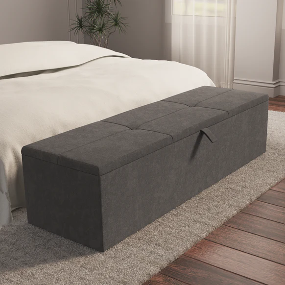 Cubed Ottoman Storage Box - Slate Grey Naples