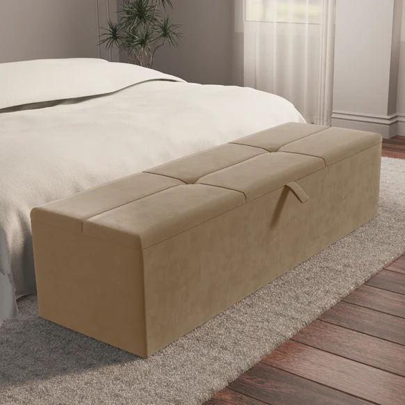 Cubed Ottoman Storage Box - Mink Plush Velvet