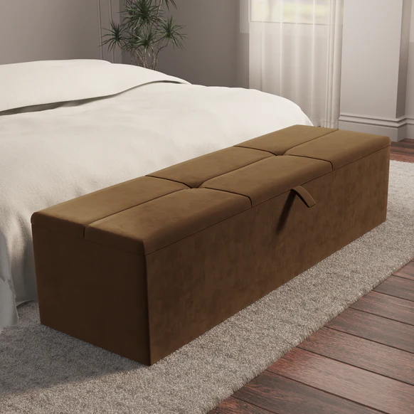 Cubed Ottoman Storage Box - Mocca Plush Velvet