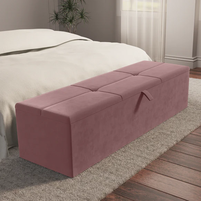 Cubed Ottoman Storage Box - Pink Plush Velvet