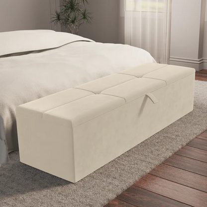 Cubed Ottoman Storage Box - Cream Plush Velvet
