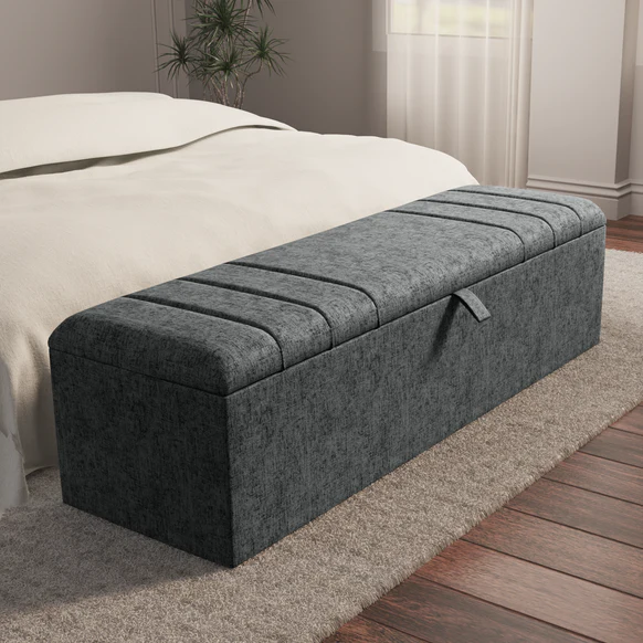 Dallas Ottoman Storage Box - Charcoal Chenille