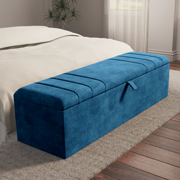 Dallas Ottoman Storage Box - Blue Coniston