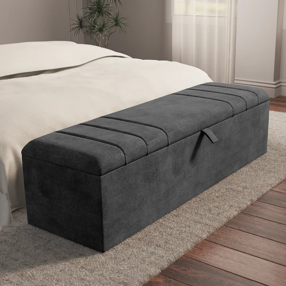 Dallas Ottoman Storage Box - Charcoal Coniston