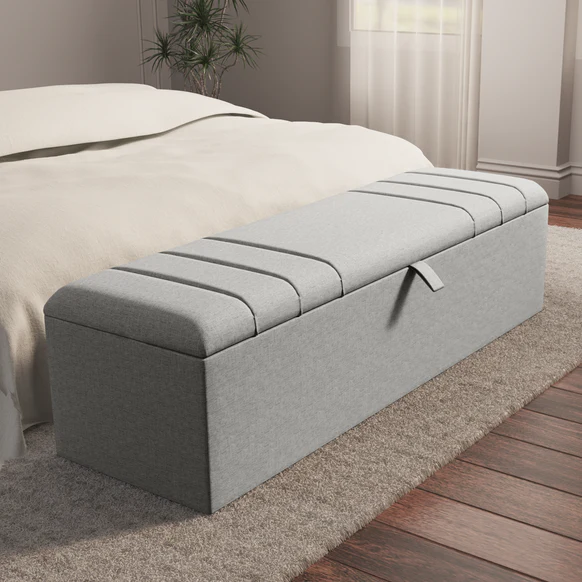 Dallas Ottoman Storage Box - Silver Linoso