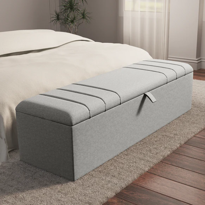 Dallas Ottoman Storage Box - Silver Linoso