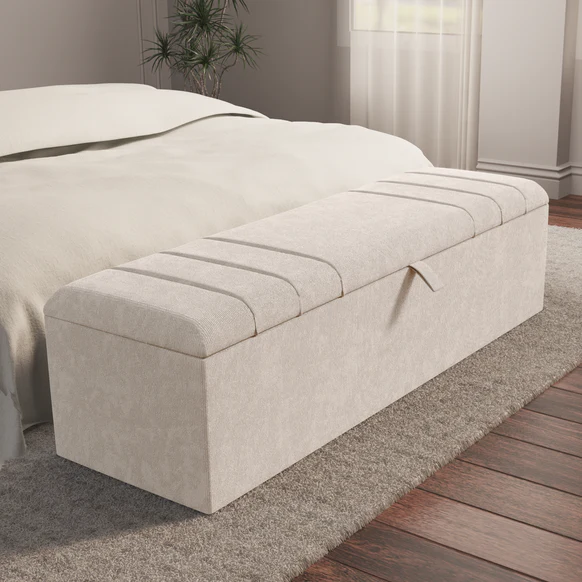 Dallas Ottoman Storage Box - Cream Naples