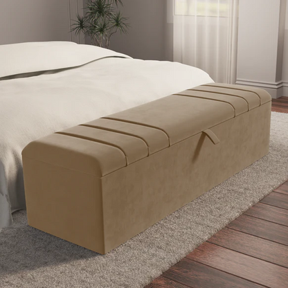 Dallas Ottoman Storage Box - Mink Plush Velvet