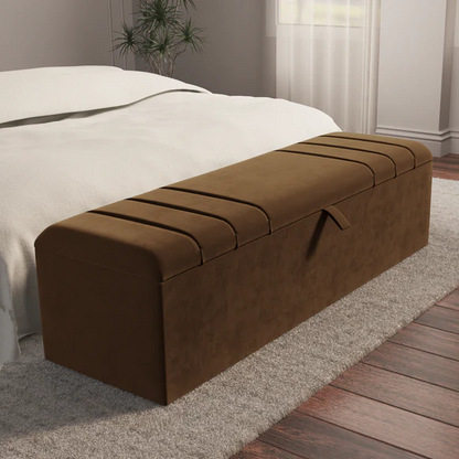 Dallas Ottoman Storage Box - Mocca Plush Velvet