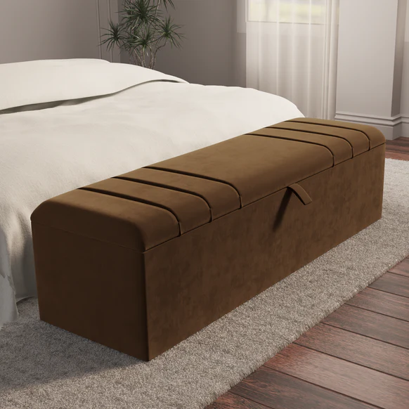 Dallas Ottoman Storage Box - Mocca Plush Velvet