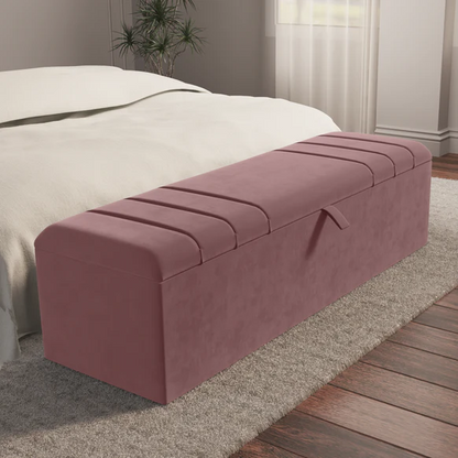 Dallas Ottoman Storage Box - Pink Plush Velvet