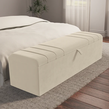 Dallas Ottoman Storage Box - Cream Plush Velvet