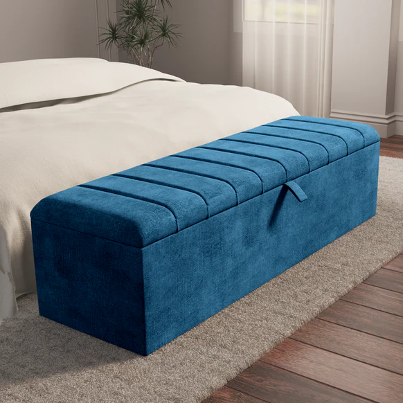 Lisbon Ottoman Storage Box - Blue Coniston