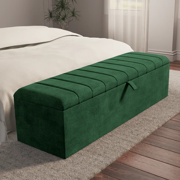 Lisbon Ottoman Storage Box - Emerald Coniston