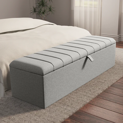 Lisbon Ottoman Storage Box - Silver Linoso