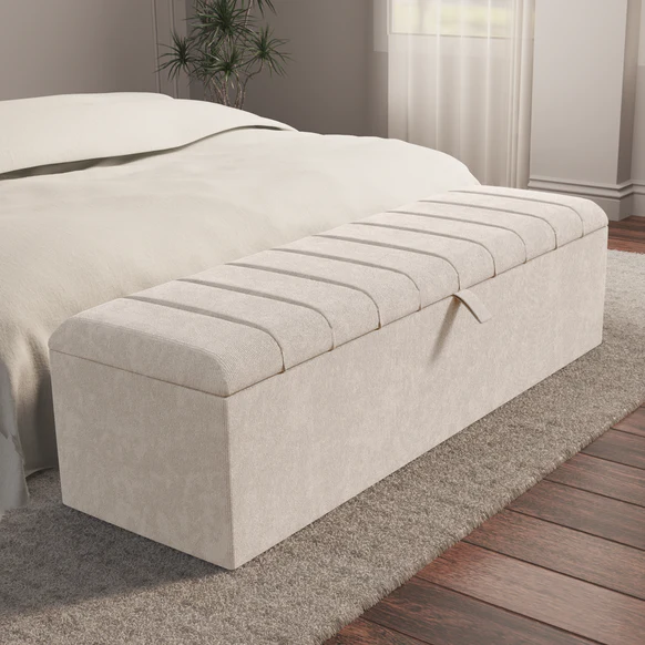 Lisbon Ottoman Storage Box - Cream Naples