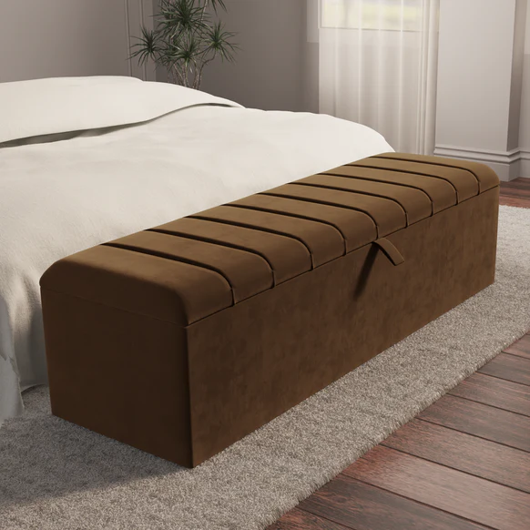 Lisbon Ottoman Storage Box - Mocca Plush Velvet