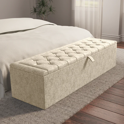 Madrid Ottoman Storage Box - Cream Chenille