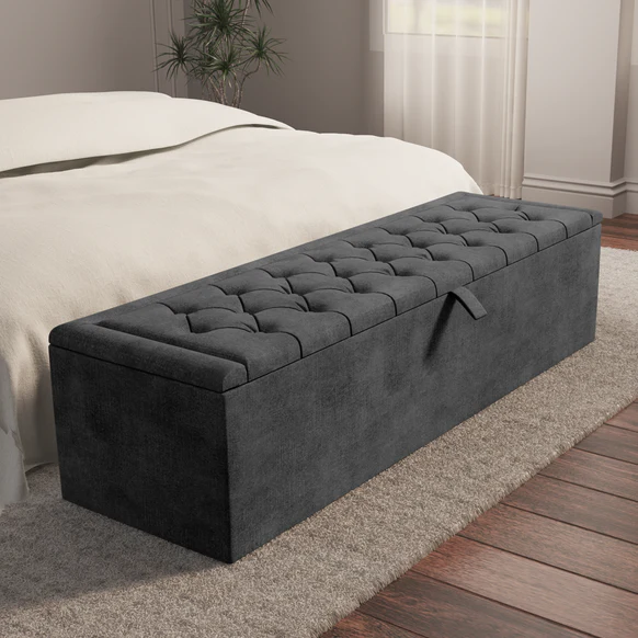 Madrid Ottoman Storage Box - Charcoal Coniston