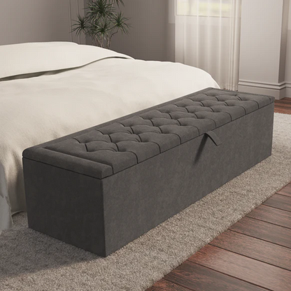 Madrid Ottoman Storage Box - Slate Grey Naples