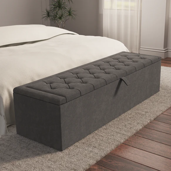 Madrid Ottoman Storage Box - Slate Grey Naples