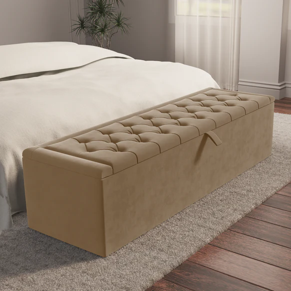Madrid Ottoman Storage Box - Mink Plush Velvet