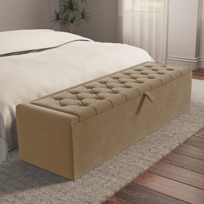 Madrid Ottoman Storage Box - Mink Plush Velvet