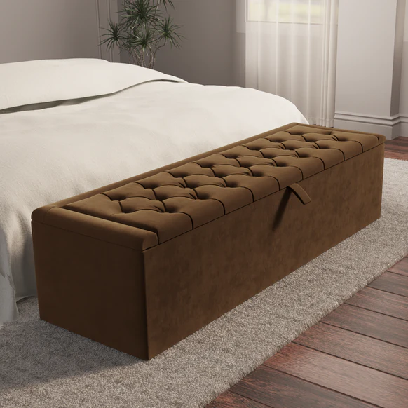 Madrid Ottoman Storage Box - Mocca Plush Velvet